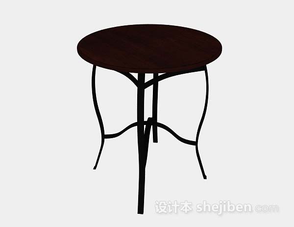 现代风格深棕色圆形桌子3d模型下载