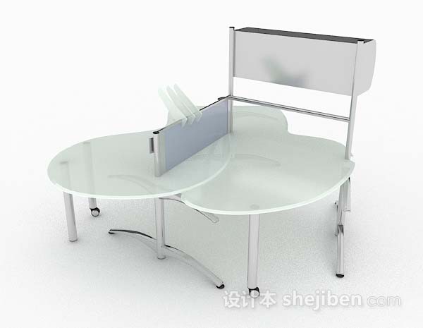 现代风格现代简约绿色办公桌3d模型下载