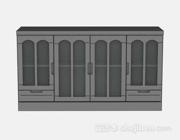 现代风格灰色木质衣柜3d模型下载