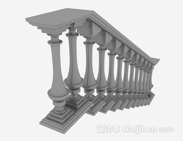 设计本灰色木质栏杆3d模型下载