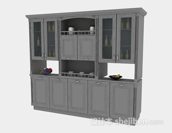 灰色家居橱柜3d模型下载