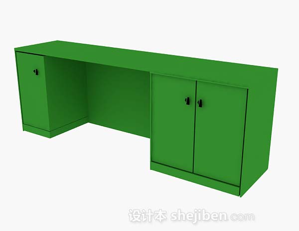 现代风格绿色木质书桌3d模型下载