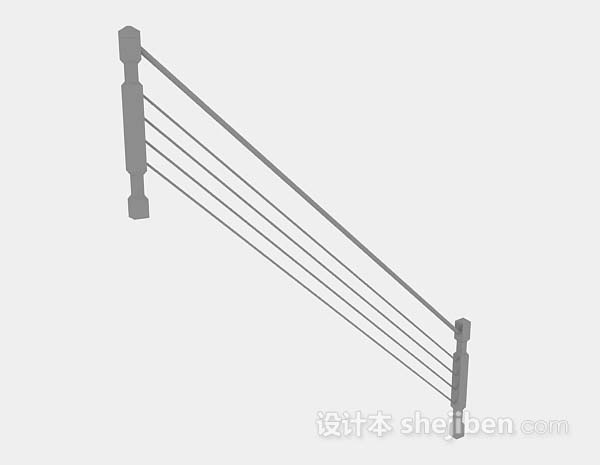 免费灰色楼梯栏杆3d模型下载