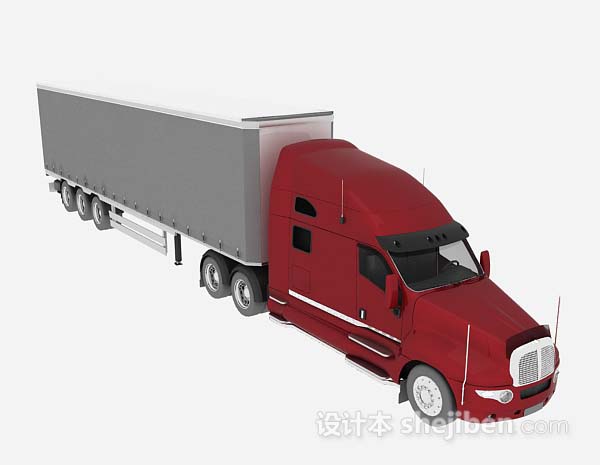 红色货车3d模型下载