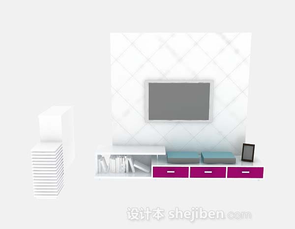 现代风格白色电视机3d模型下载