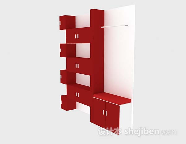 设计本红色展示柜3d模型下载