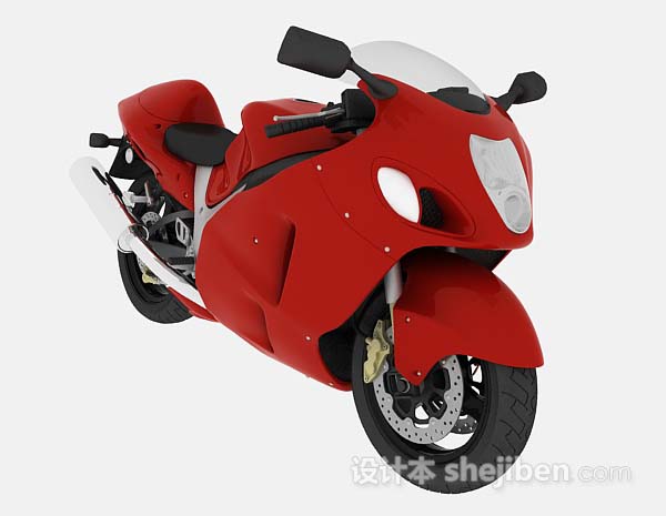 现代风格红色摩托车3d模型下载