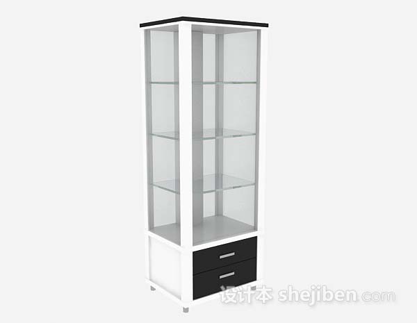 现代风格白色玻璃展示柜3d模型下载