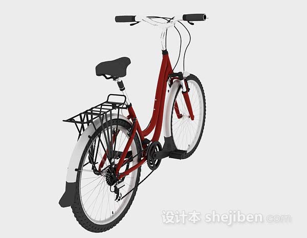 免费红色自行车3d模型下载