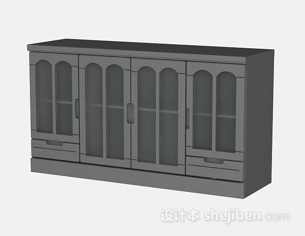 免费灰色木质衣柜3d模型下载