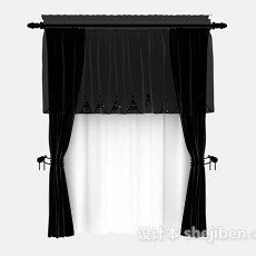 黑色窗帘3d模型下载