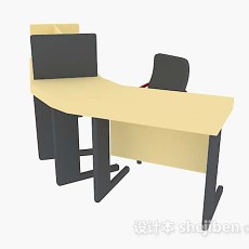 黄色办公桌椅3d模型下载