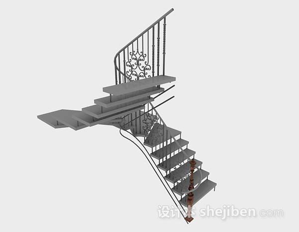 设计本铁艺楼梯3d模型下载