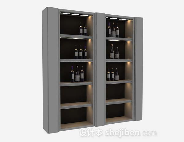 现代风格灰色酒柜3d模型下载