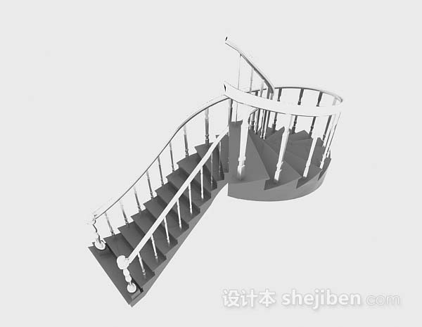 设计本灰色楼梯3d模型下载