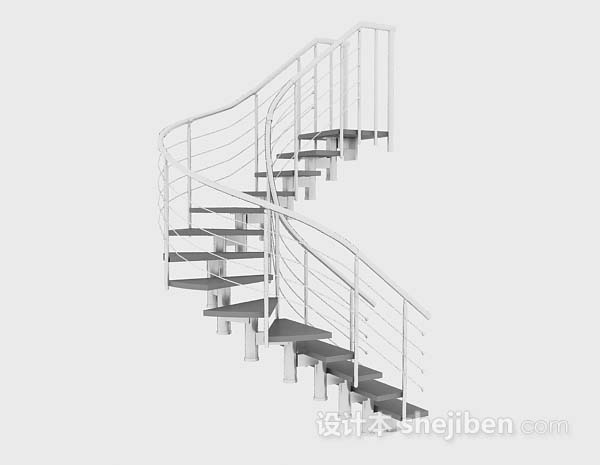现代风格灰色简约楼梯3d模型下载
