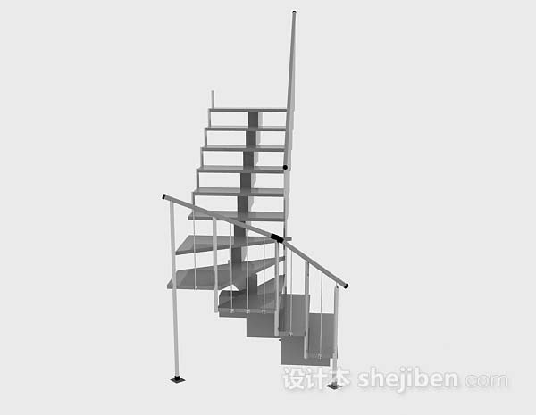 现代风格简约灰色楼梯3d模型下载