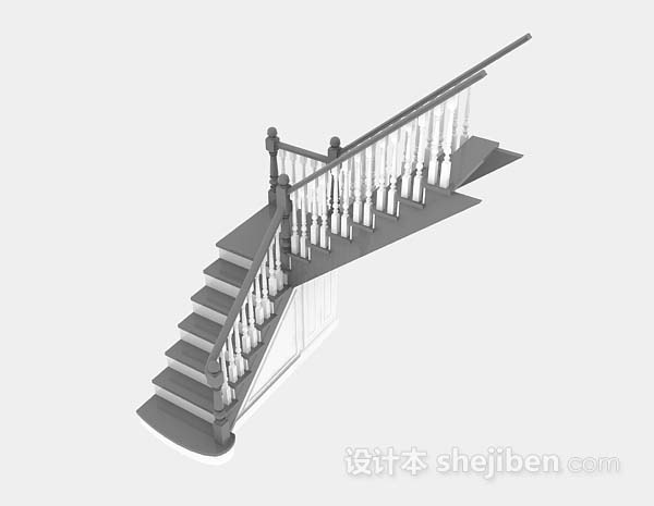 现代风格欧式转角楼梯3d模型下载
