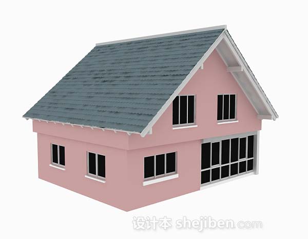 现代风格粉色小木屋3d模型下载