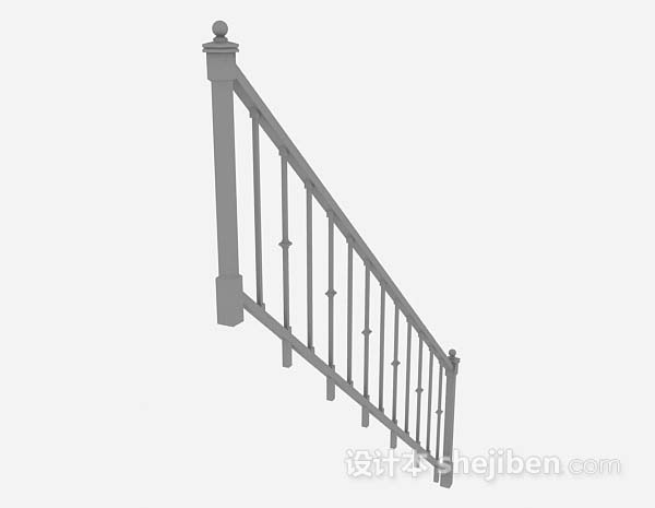 设计本灰色楼梯栏杆3d模型下载