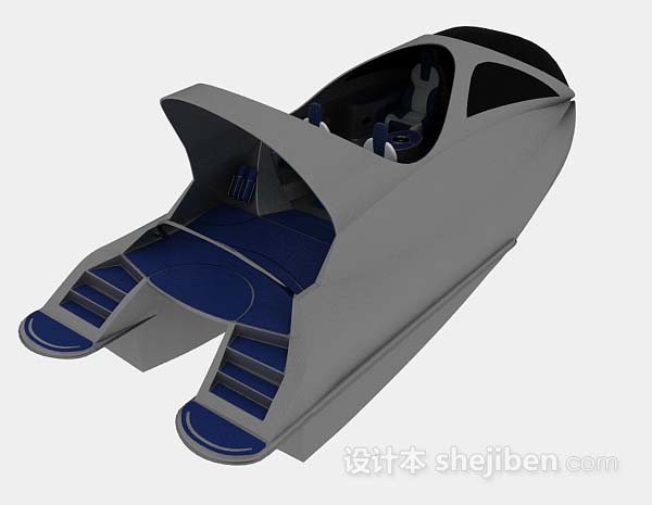 设计本灰色海上快艇3d模型下载