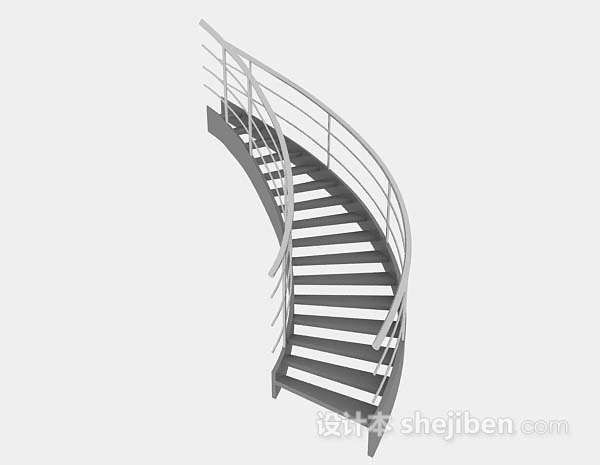 免费灰色弧形楼梯3d模型下载