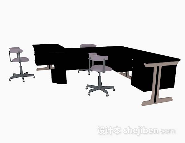 免费简单办公桌椅3d模型下载