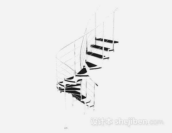免费黑色简约楼梯3d模型下载