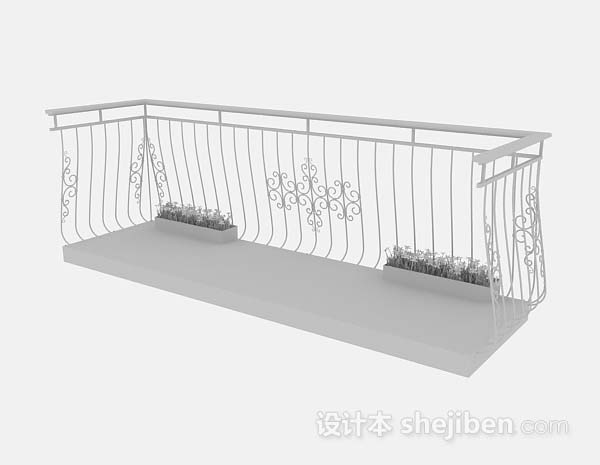 免费铁艺阳台栏杆3d模型下载