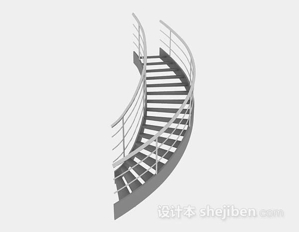 设计本灰色弧形楼梯3d模型下载