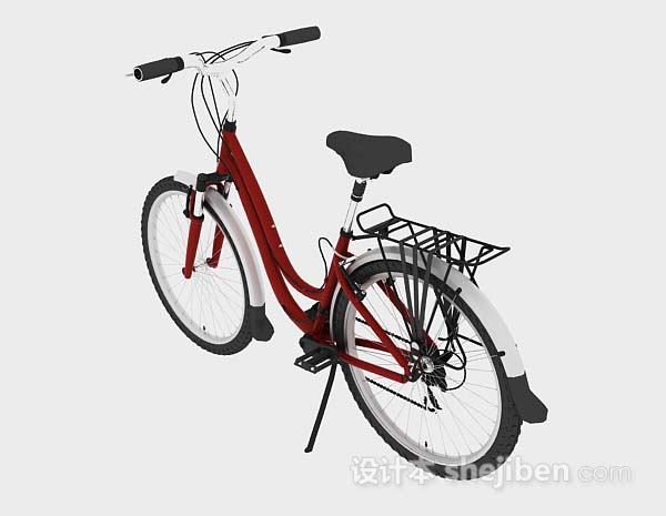 现代风格红色自行车3d模型下载