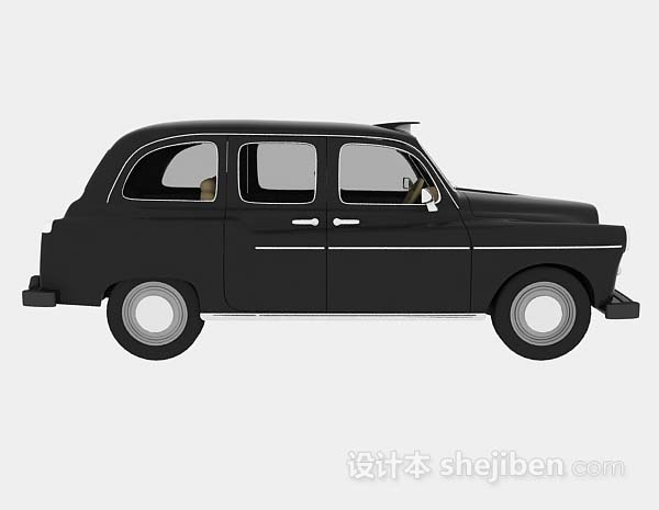 免费黑色复古小汽车3d模型下载