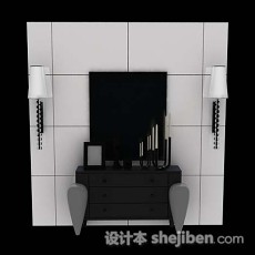黑色装饰厅柜3d模型下载