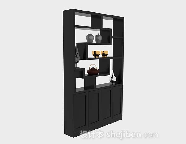 现代风格黑色展示柜3d模型下载