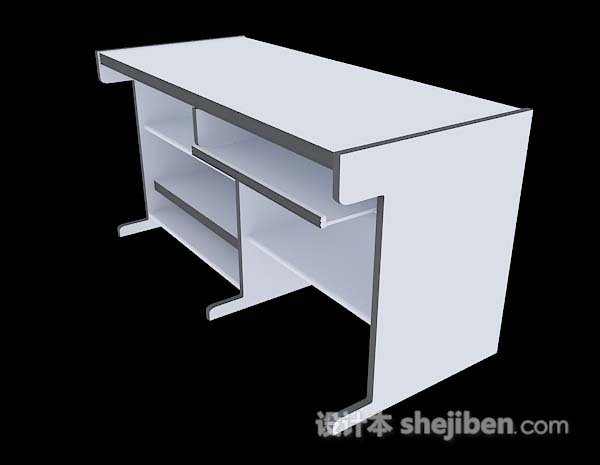 白色书桌3d模型下载