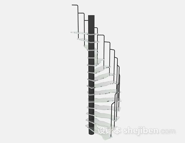 现代风格灰色楼梯3d模型下载