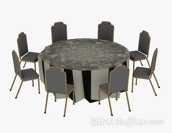 灰色圆形餐桌椅