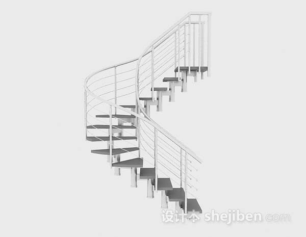 免费灰色简约楼梯3d模型下载
