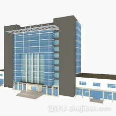 蓝色办公大厦3d模型下载