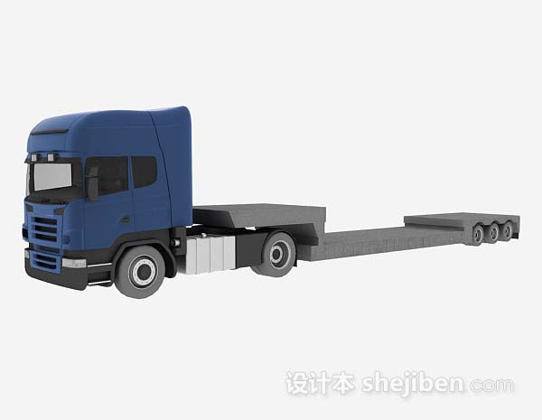 现代风格蓝色货车3d模型下载