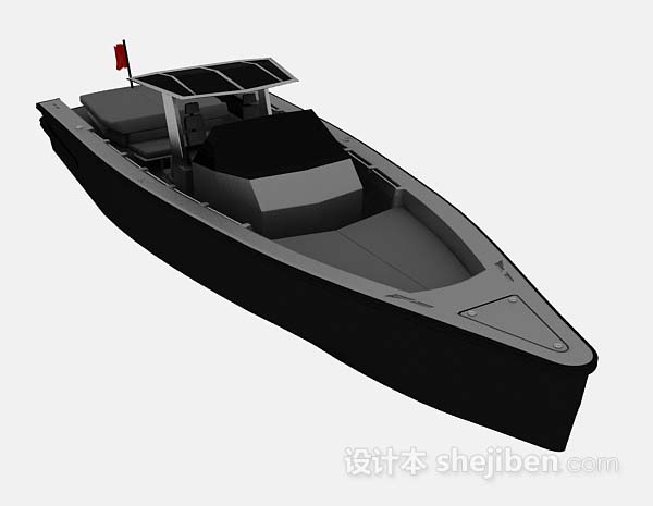 现代风格黑色快艇3d模型下载