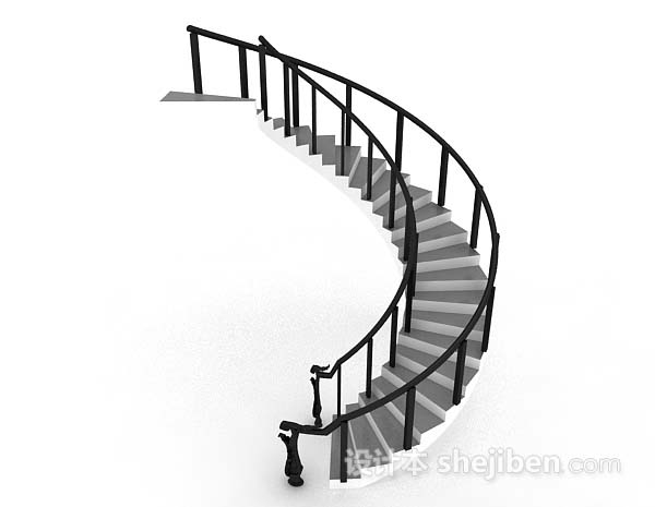免费灰色旋转楼梯3d模型下载