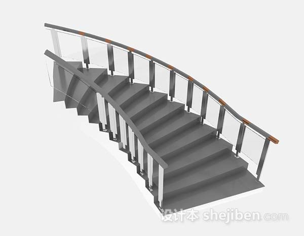 现代风格灰色楼梯3d模型下载