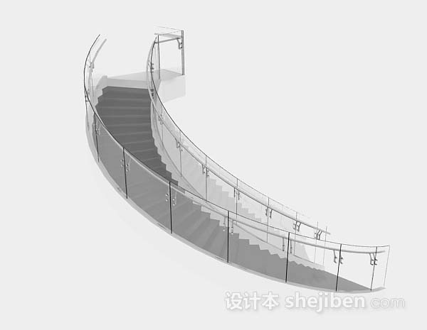 灰色玻璃楼梯3d模型下载