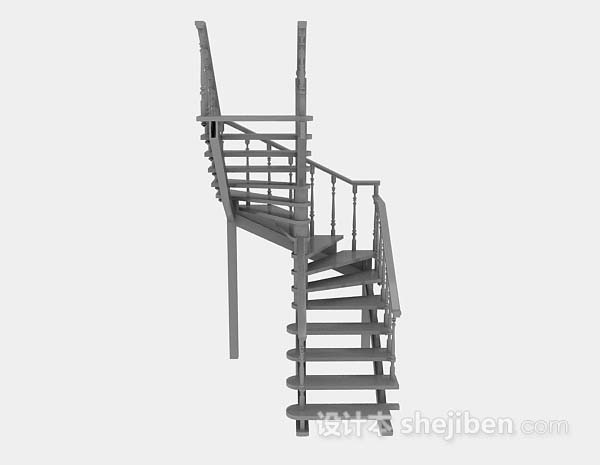 免费灰色木质楼梯3d模型下载