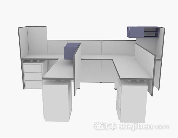 现代风格白色简约办公桌3d模型下载