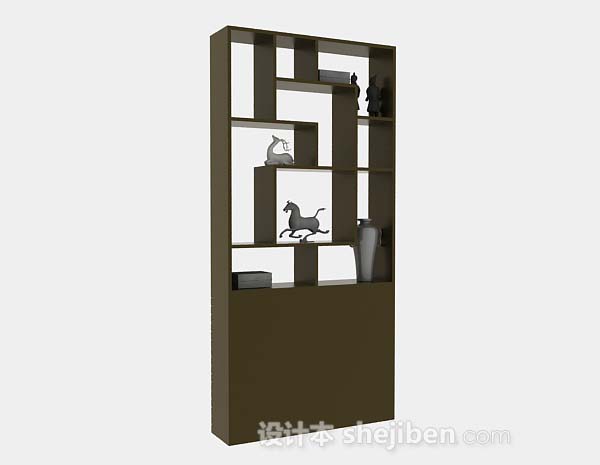中式风格中式木质展示柜3d模型下载
