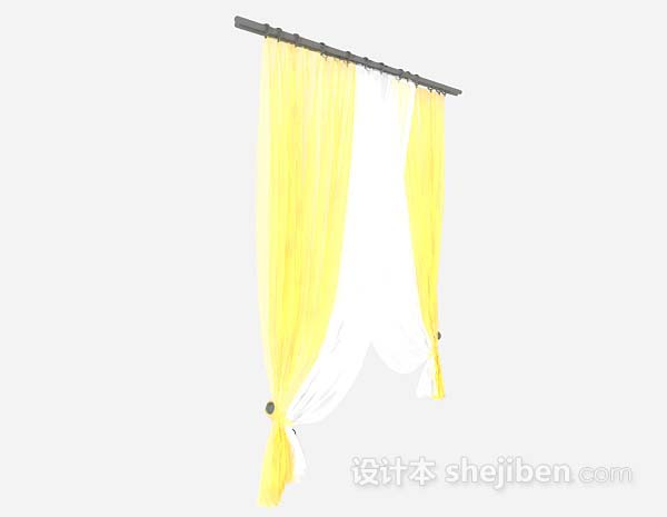 免费黄色窗帘3d模型下载