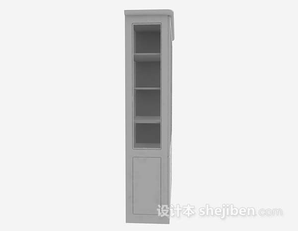 设计本灰色书柜3d模型下载