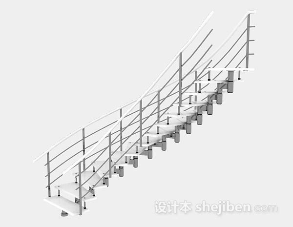 设计本白色简约楼梯3d模型下载